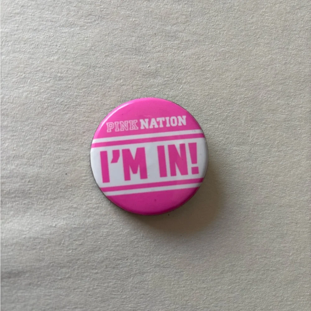 Pink nation round Party Button pin holiday gifts travel preppy school work group